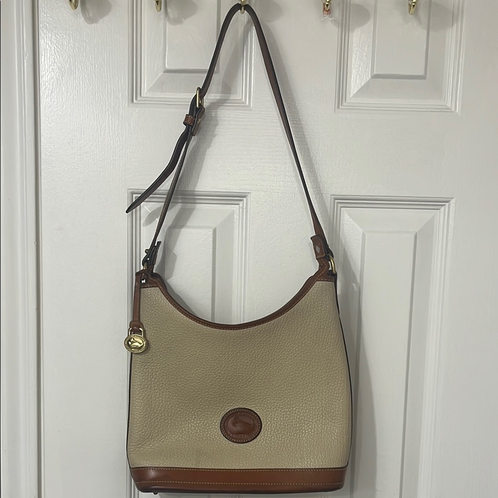 Dooney & Bourke Cream and Brown Shoulder Bag